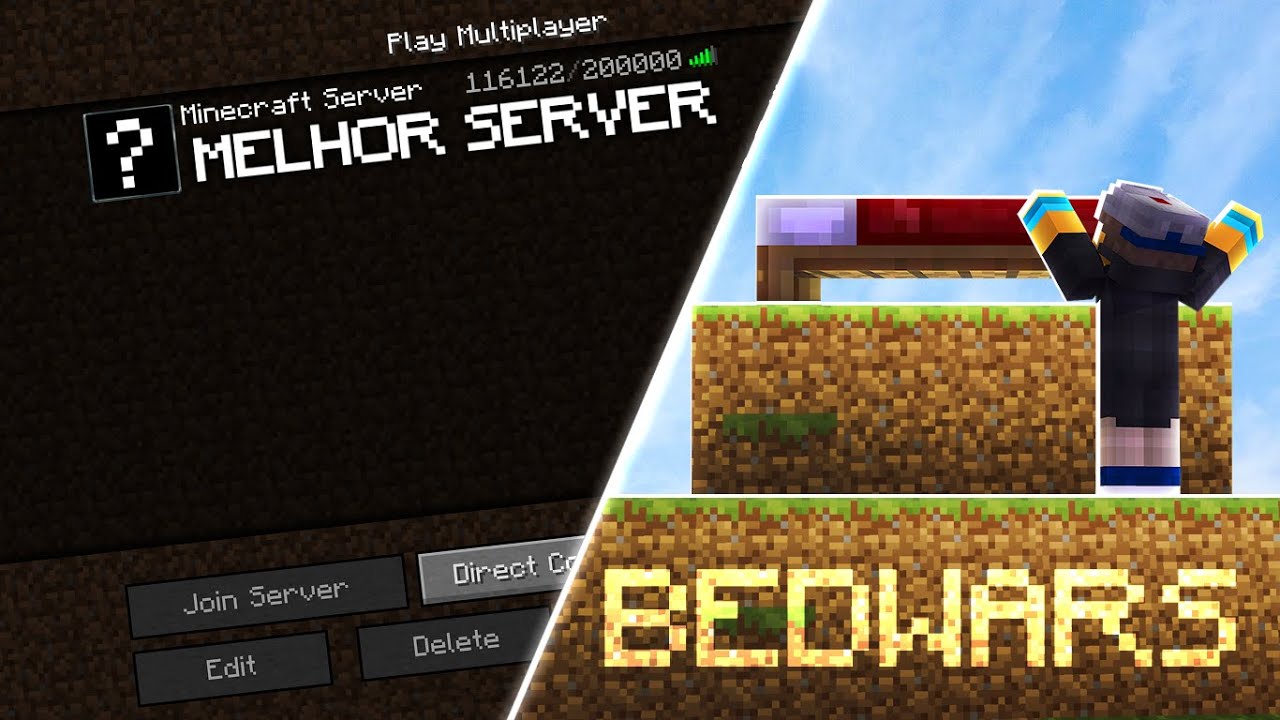 COMO JOGAR BED WARS DE PC NO CELULAR!! Server Minecraft! 