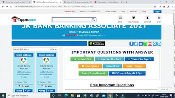 JK Bank Banking Associate 2021 Free Online Mock Test Series , Important  Questions , Update Syllabus