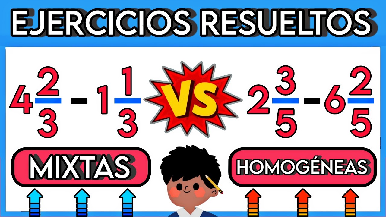 ▶️ Aprende la RESTA DE FRACCIONES MIXTAS (Fácilmente) | RESTA DE NÚMEROS MIXTOS 🔥
