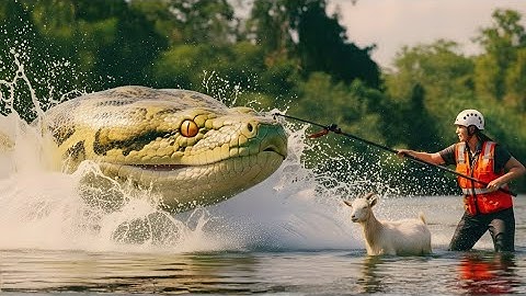 Brave Rescue Team Saves Baby Goat from Giant Python Amid Deadly Flash Flood 🌧️🐐🐍 Wildlife Rescue