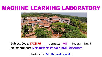 VTU MACHINE LEARNING LAB17CSL76 P9 K Nearest Neighbout Algorithm
