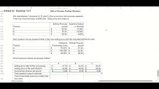 Managerial Accounting - Chapter 13 (Video 4) - Sell or Process Further - 2023