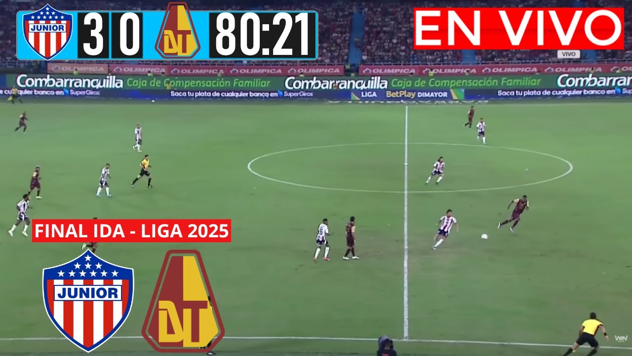 JUNIOR VS TOLIMA En Vivo Hoy 🔴 Final ida Liga Betplay 2025 Partido en ...