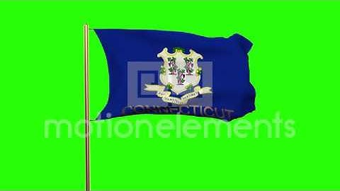 Connecticut Flag With Title Waving In The Wind. Looping Sun Rises Style. Animati Stock Animation