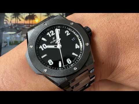 型到核爆既一隻大三針全陶瓷高級運動腕錶 Hublot big bang integrated  black magic 38mm 