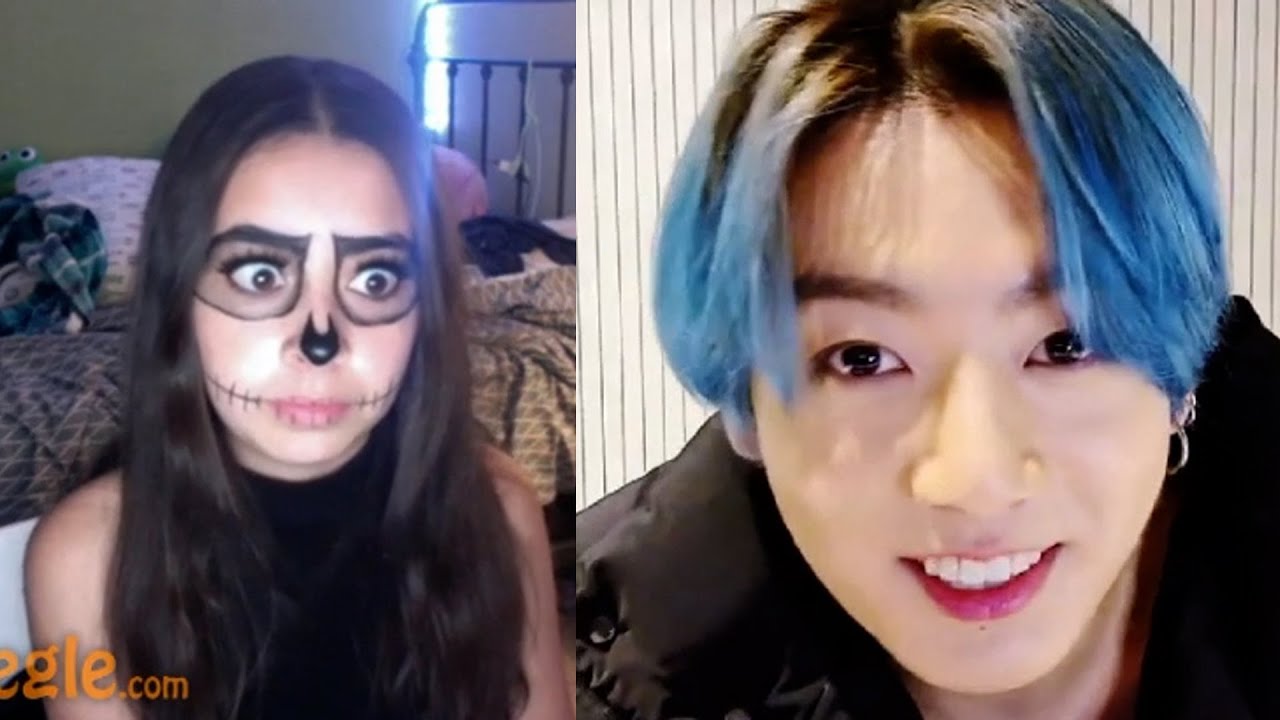 Чонгук из BTS с синими волосами на Omegle