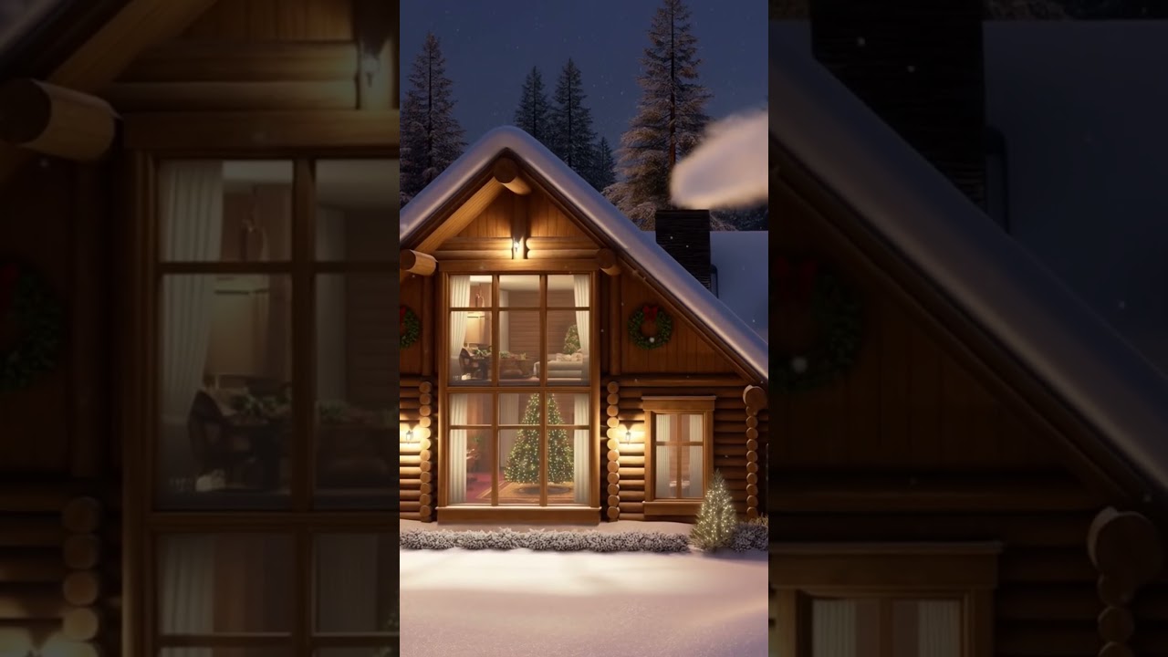 Luxury Christmas Cabin in the Woods | Snow + Lights +Cozy Vibes 
