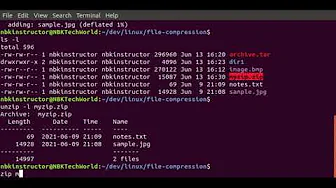 courses/fffe-learn-unix-linux-bash-command-line-terminal-tutorial: Using the ZIP Command to Archive and Compress or Decompress Files in Linux