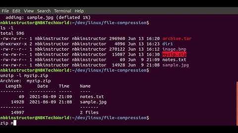 fffe-05 Using the ZIP Command to Archive and Compress or Decompress Files in Linux
