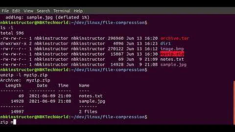 fffe-05 Using the ZIP Command to Archive and Compress or Decompress Files in Linux