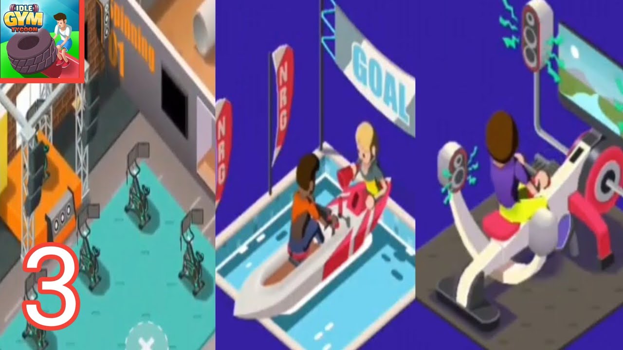 IDLE FITNESS GYM TYCOON GAME ROWING MACHINE ADD UPGRADE GAMEPLAY PART 3 ...