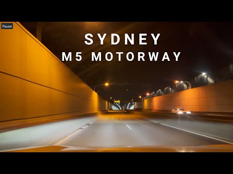 Sydney M5 Motorway Drive at Night - Exit Kingsgrove Road - Sydney Australia