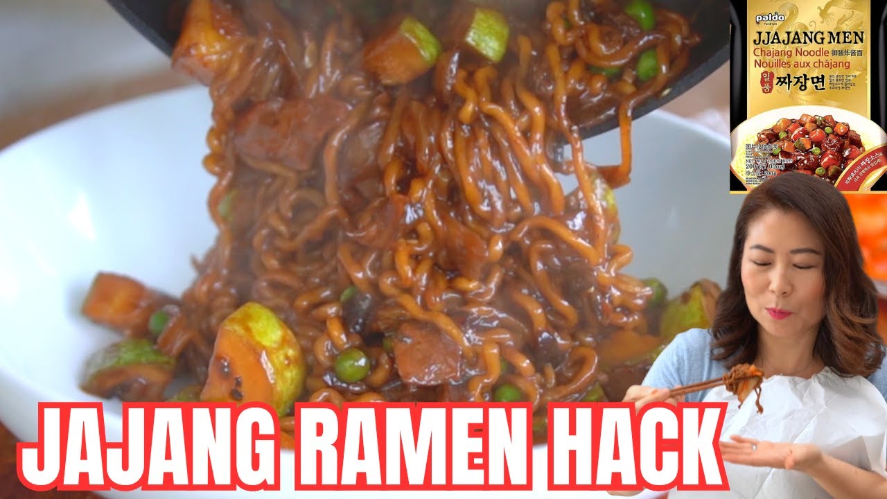 TURN your JjaJangMyeon Ramen into GOURMET Noodles! Black Bean Instant Ramen Recipe🇰🇷짜장라면 더 맛있게
