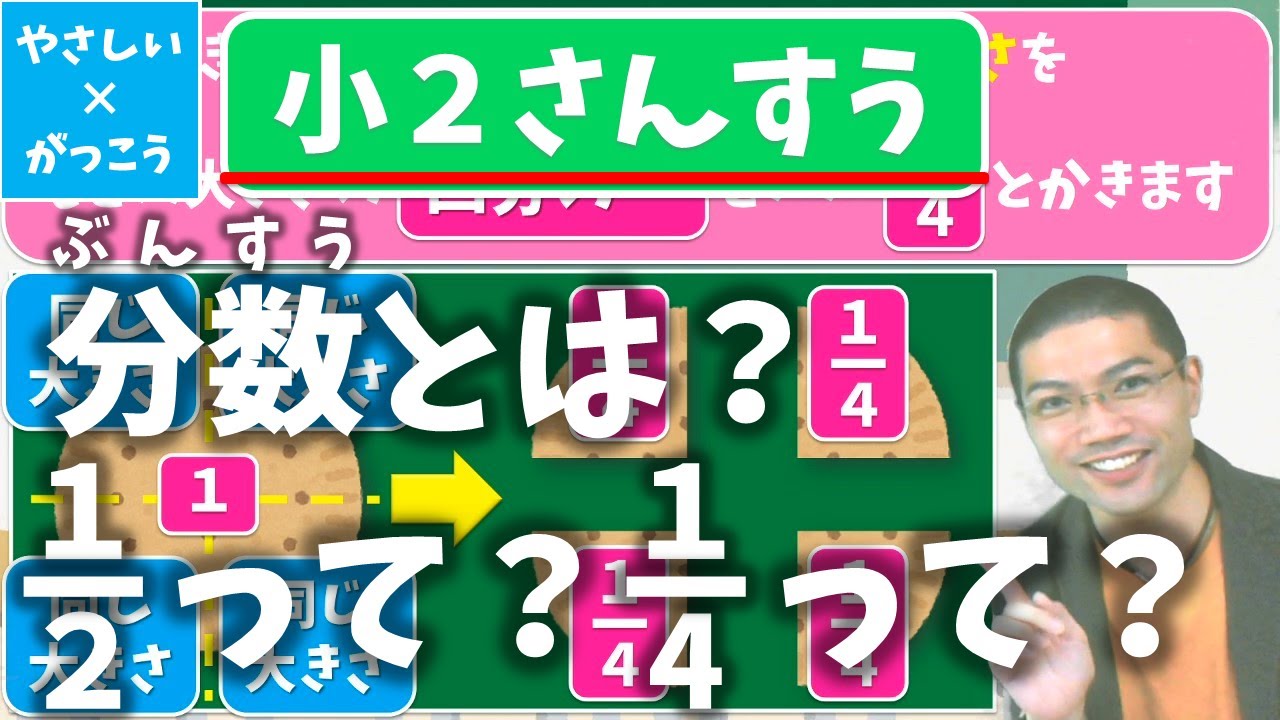 オンライン授業 小学校２年生算数 分数とは 二分の一って 四分の一って Youtube