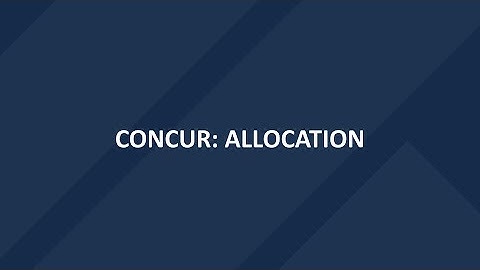 Concur: Allocation
