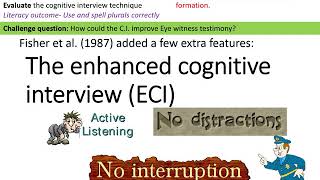 Criminal psychology Cognitive interview technique