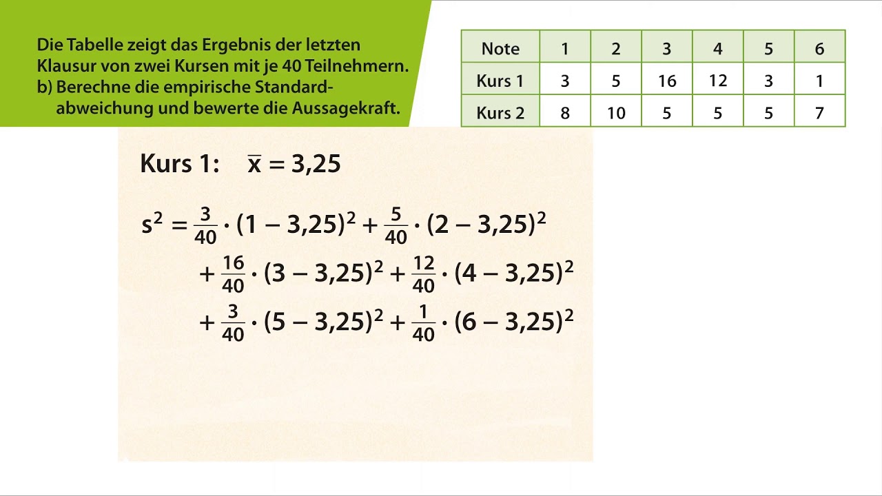 Arithmetisches Mittel Aufgaben Mit Lösungen Pdf Arithmetisches Mittel und Standardabweichung - YouTube