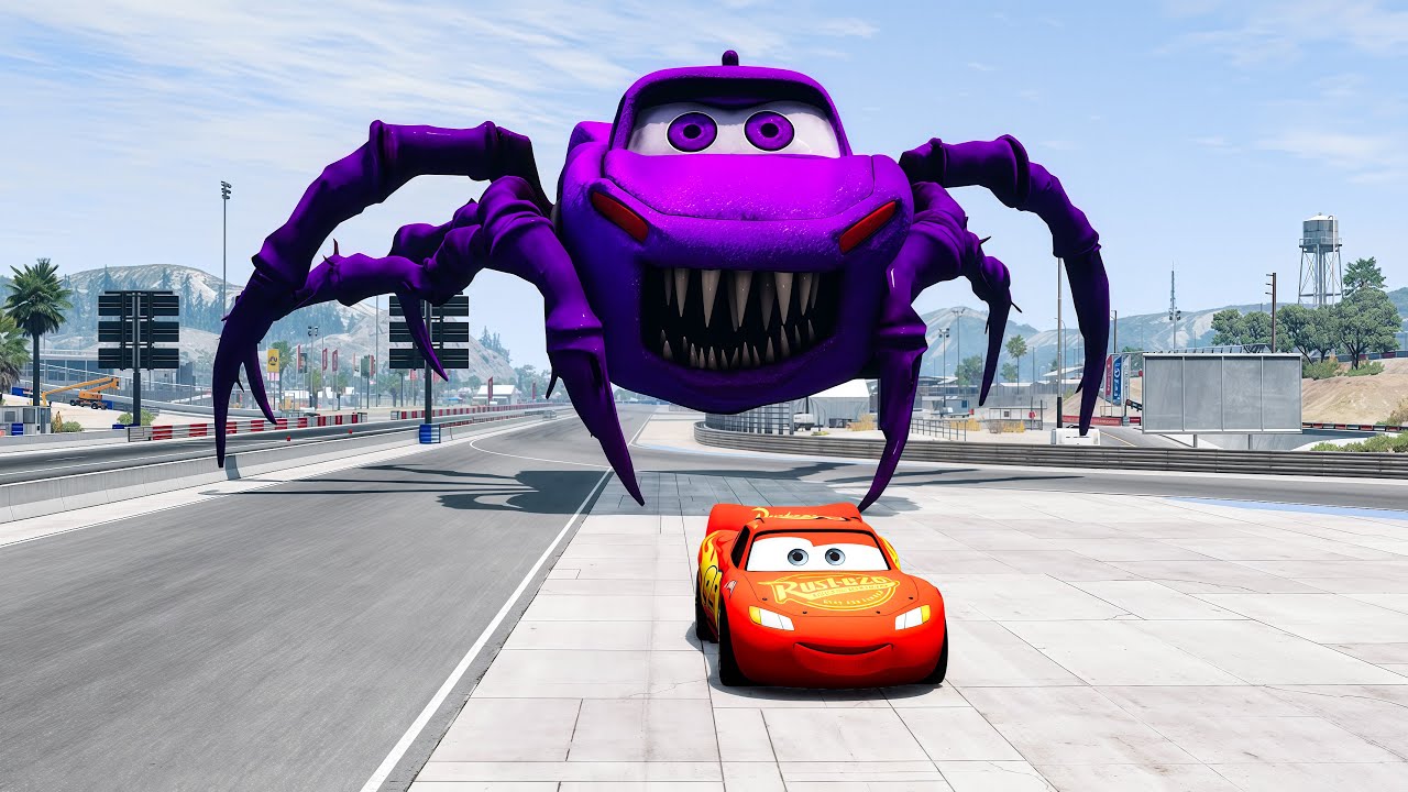 Epic escape from Zombie Lightning McQueen Eater, Hugo Car Eater  BeamNG.Drive