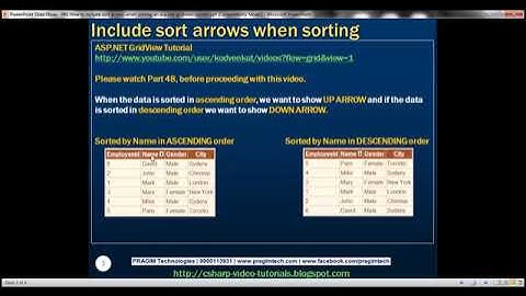 49 How to include sort arrows when sorting an asp net gridview control   Part 49