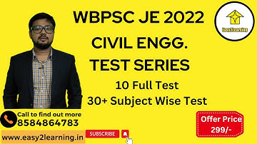 WBPSC JE 2022 RECRUITMENT | Civil Engg. Test Series | Now at 299/- , 10 Full Test & 30+ Short Test |