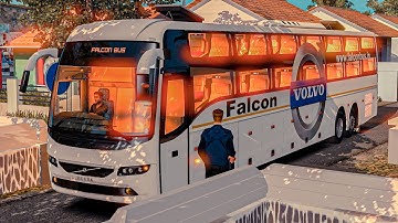 Luxury Indian Flacon Volvo B11r Sleeper Bus Driving in Narrow Road | Euro Truck Simulator 2