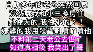 出軌多年的老公突然回家竟然讓我和小三換房住她住大的 我住小的？！嫌髒的我用殺蟲劑噴了噴他 不料第二天老公去世了知道真相後 我笑出了聲#心書時光 #為人處事 #生活經驗 #情感故事 #唯美频道 #爽文