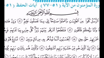 سورة المؤمنون مكررة من الآية ٥١-٦٢ الصف الخامس الاعدادي