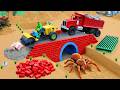 DIY Mini Truck Builds Brick &amp; Metal Railing Bridge | Fun Construction Science Project@DIYMachinery