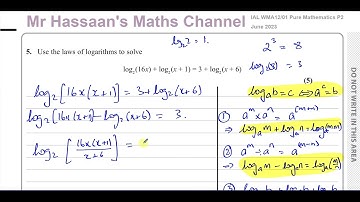 WMA12/01, (Edexcel) IAL P2 June 2023,  Q5, Logarithms, Equations