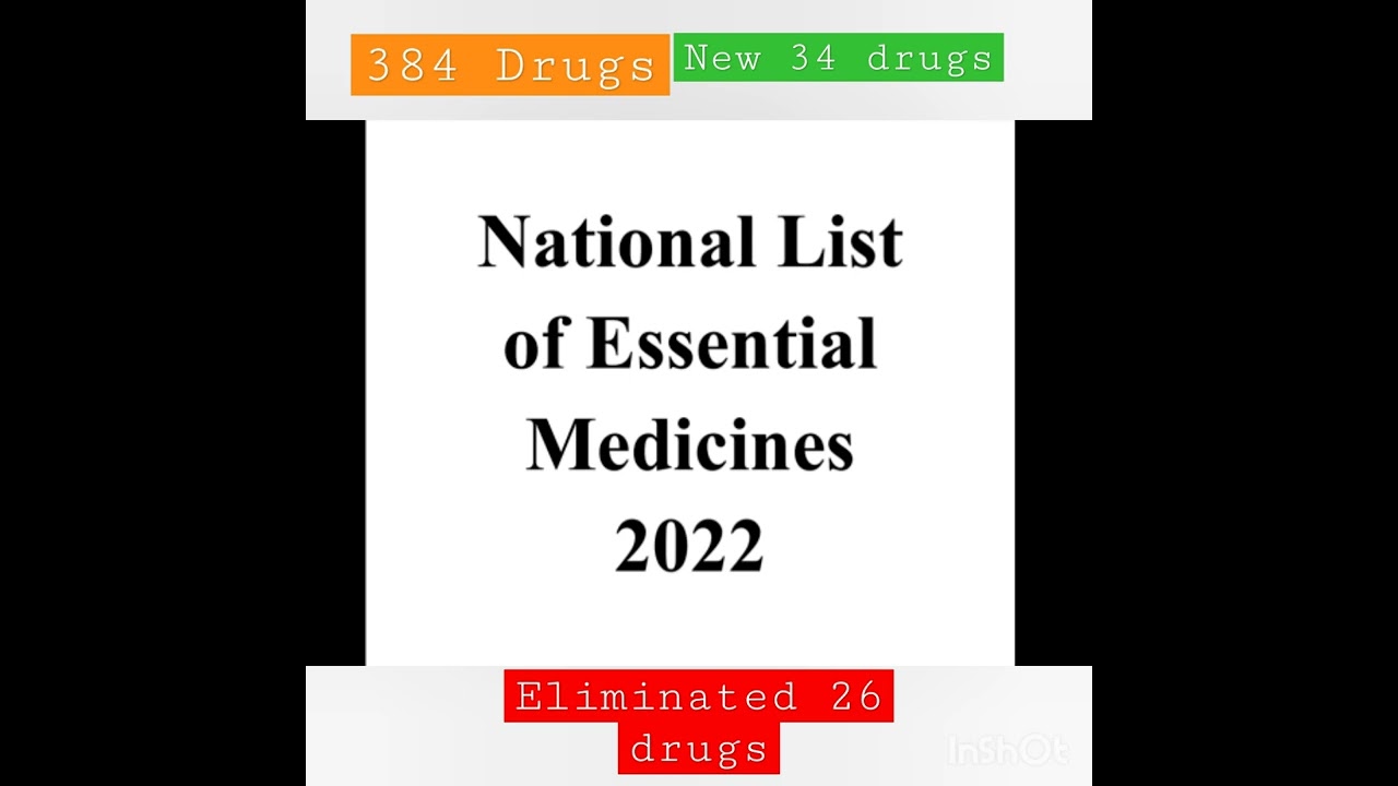 Essential Drug List india 2022| Indian Ministry of Health and welfare announced EDL 2022 