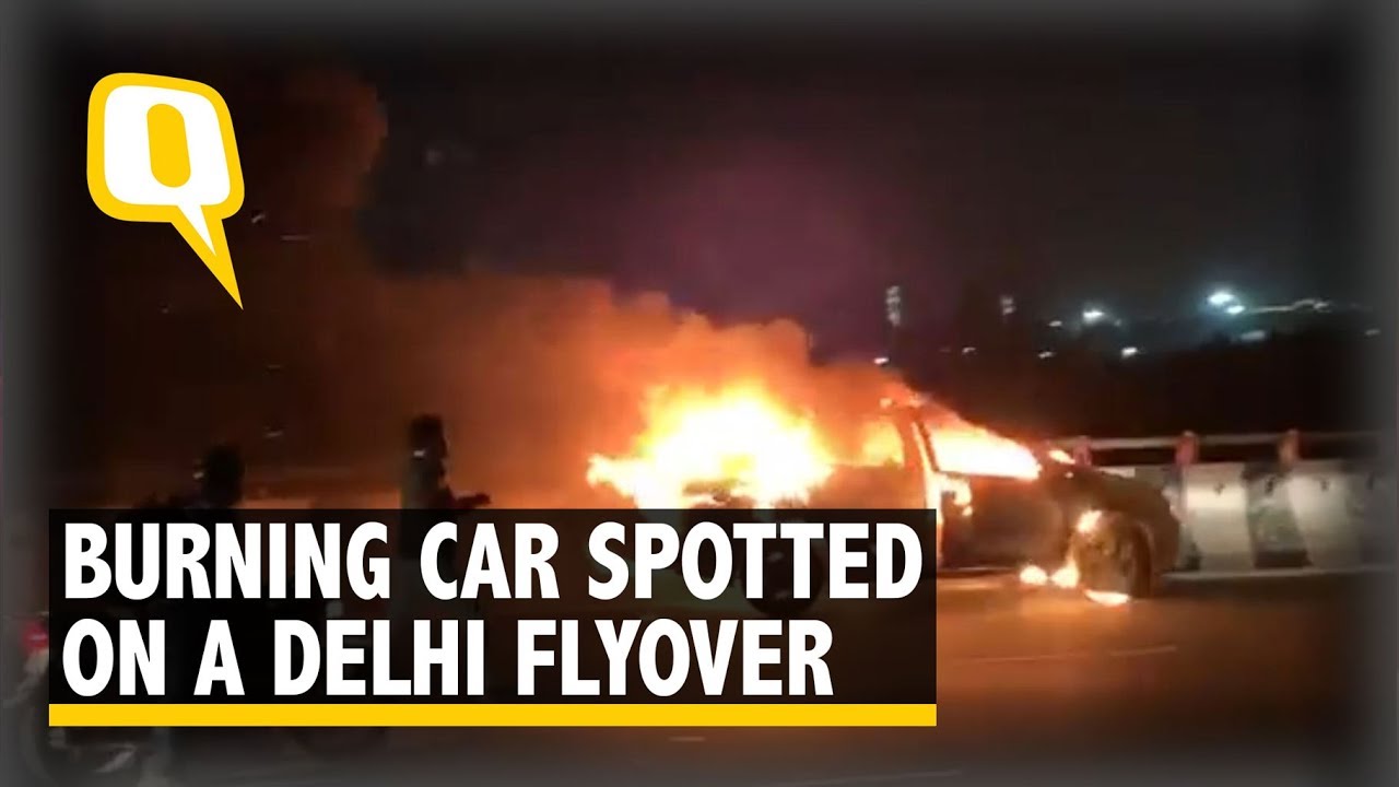 Watch: Moving Car Catches Fire in Gurugram on Diwali - YouTube