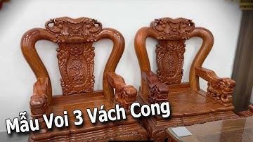 Bộ Ghế Minh Quốc Voi Tay 12 Chân 14 Gỗ Hương - Mẫu Voi 3 Vách Cong | Đồ Gỗ Bảo Lộc