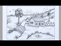 Beautiful Village Scenery Drawing with Pencil | Easy Landscape Drawing for Beginners (Step by Step)