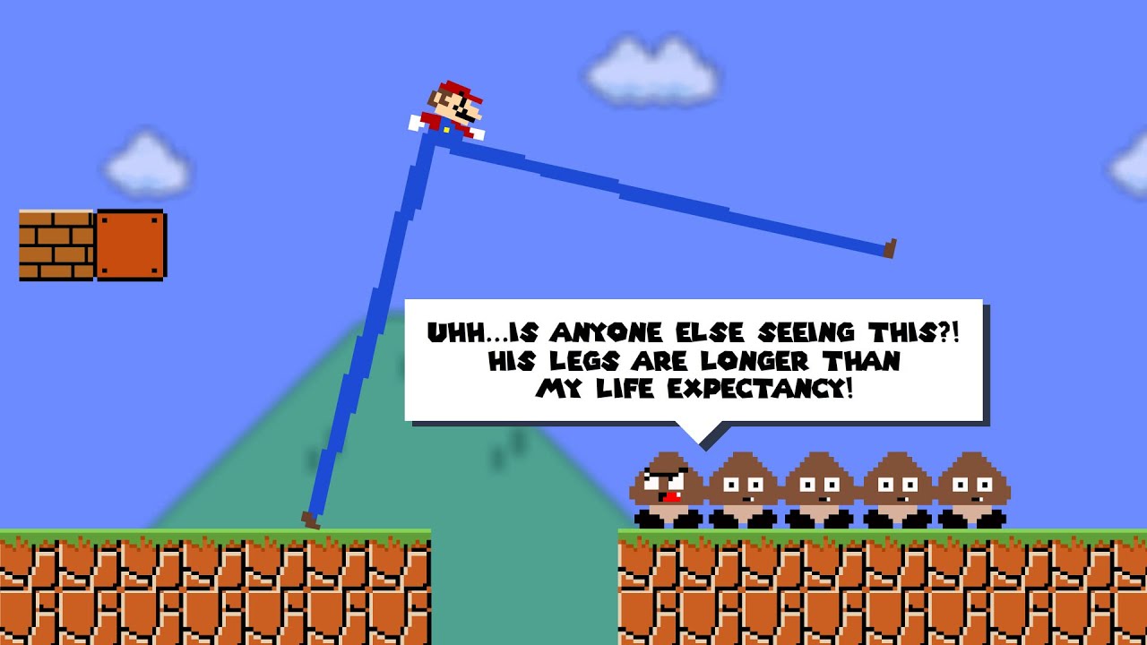 Every time Mario jumps, he gets LONGER LEGS!