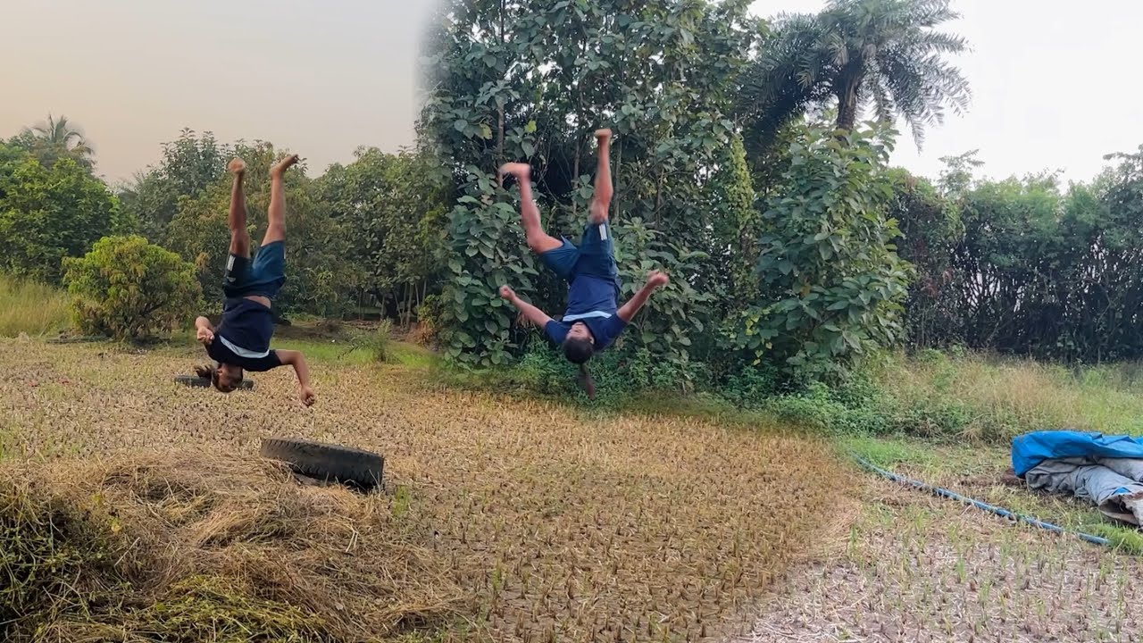 Amazing flips practice with  truck tyre Cool flips || 