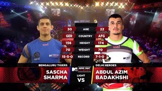 Bengaluru Tigers Vs Delhi Heroes Mtv Super Fight League Sascha Sharma Vs Abdul Azim Badakhshi