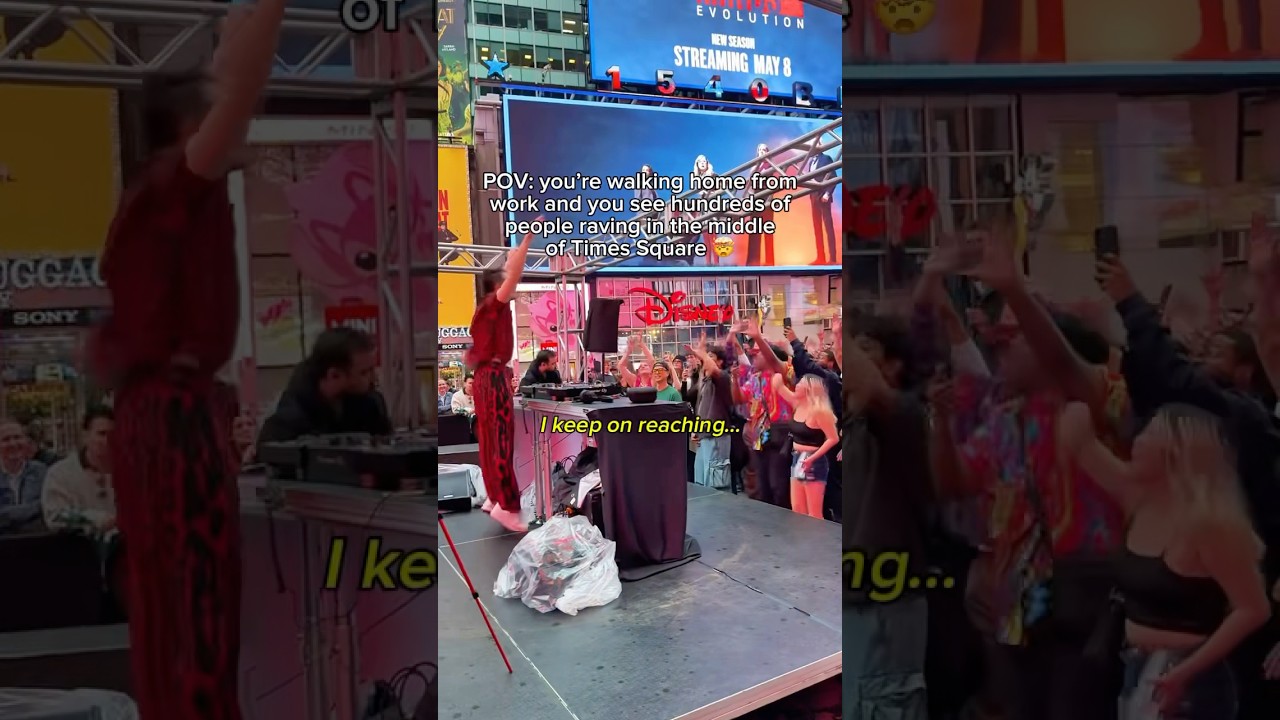 POV: you’re walking home from work and there’s a rave in Times Square 