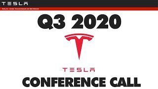 LIVE: Tesla Q3 2020 Earnings Conference Call (TSLA)