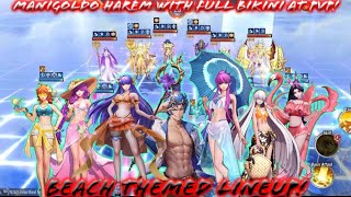 Saint Seiya: Awakening (KOTZ) - Manigoldo harem with Full Bikini Lineup at PvP! Beach Themed Skin!