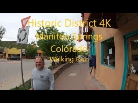Walk Tour 4K Manitou Springs Historic District, Manitou Springs, Colorado, USA