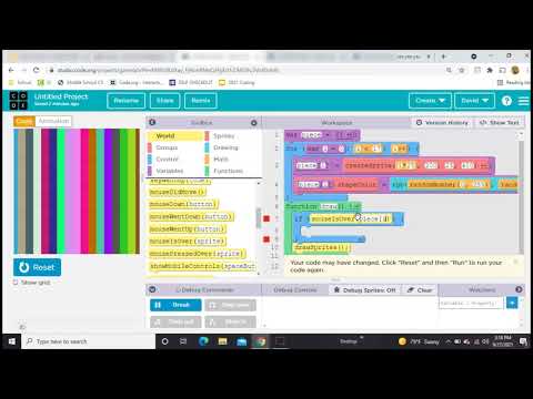 For Loops and Shape Color in Game Lab on Code.org