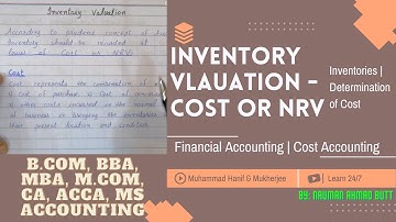Inventory Valuation | Lower of Cost or NRV | BBA, B.com, CA, ACCA, MBA, M.com #inventory #learn24_7