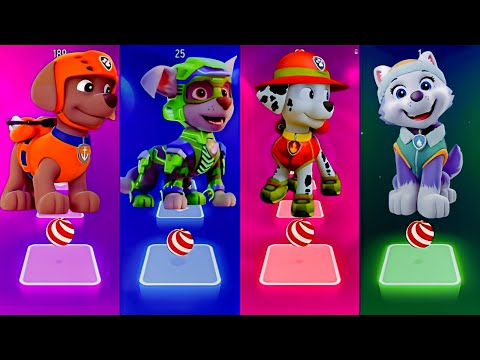 Paw Patrol - Zuma 🆚 Rocky 🆚 Marshall 🆚 Everest 🎶 Tiles Hop EDM