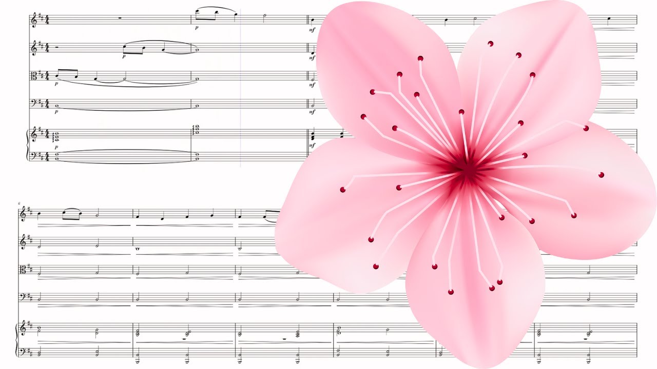 Sakura Sakura (Cherry Blossoms) STRING QUARTET & PIANO Sheet Music