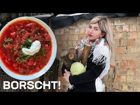 Extreme Cooking in a Remote Ukrainian Village - Ukrainian BORSCHT!