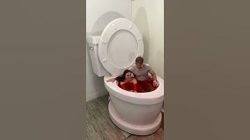 Worlds Largest Toilet Red Swimming Pool Overflow! #shorts