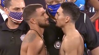 SOCIAL DISTANCING BROKEN! - LOMACHENKO MARCHES THROUGH THE BARRIER \& GETS IN LOPEZ'S FACE @ WEIGH-IN