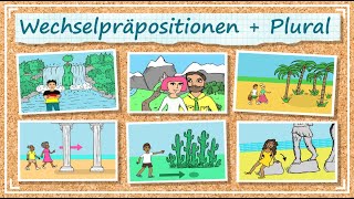 Deutsch lernen: Akkusativ + Dativ im Plural - Alle Wechselpräpositionen mit Nomen zum Thema Ferien