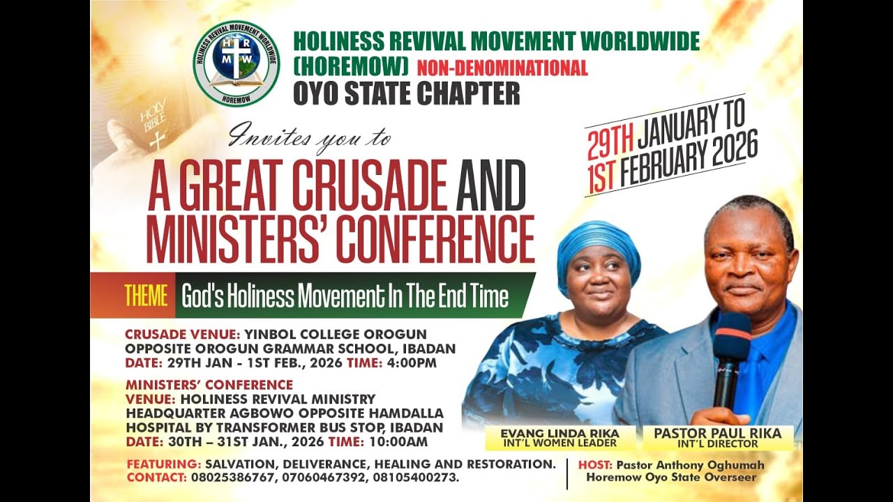 IBADAN CITY WIDE CRUSADE - DAY 2 - Morning Session || Holiness Movement ...