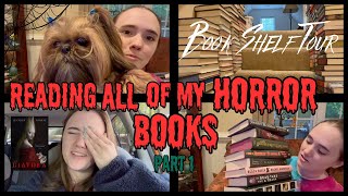 I TRY TO READ EVERY HORROR BOOK ON MY TBR! Episode 1 || Halloween Reading Vlog and shelf tour